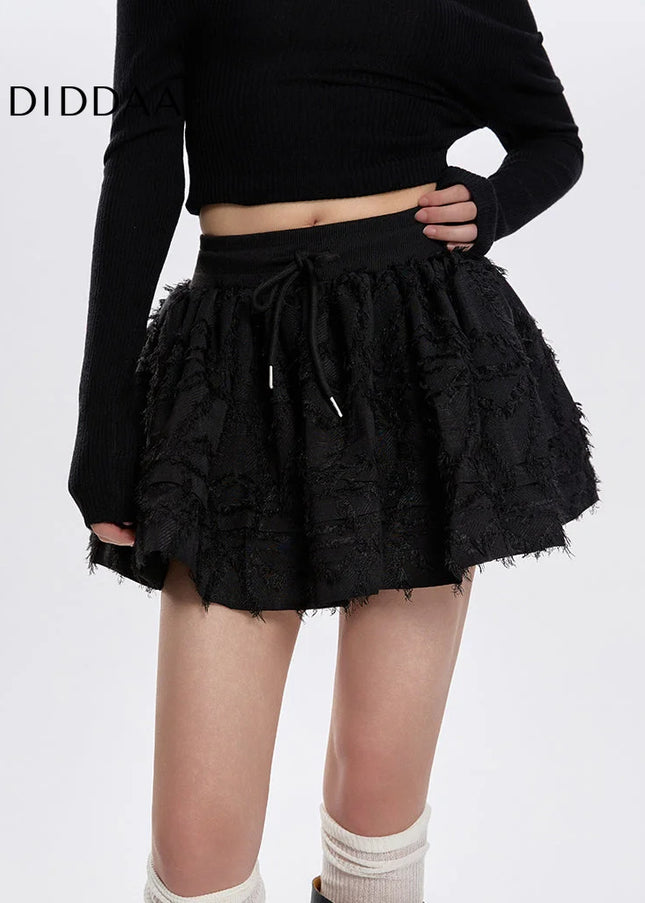 Black High-Waisted A-Line Cake Skirt for Women - S / Apricot - Skirts