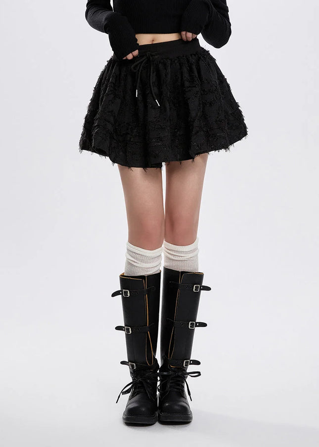 Black High-Waisted A-Line Cake Skirt for Women - Skirts