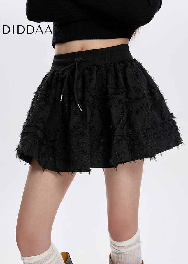 Black High-Waisted A-Line Cake Skirt for Women - Skirts