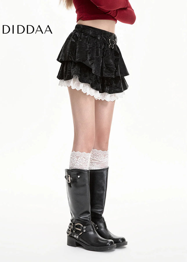 Black High-Waisted A-Line Puffy Skirt for Women - Skirts