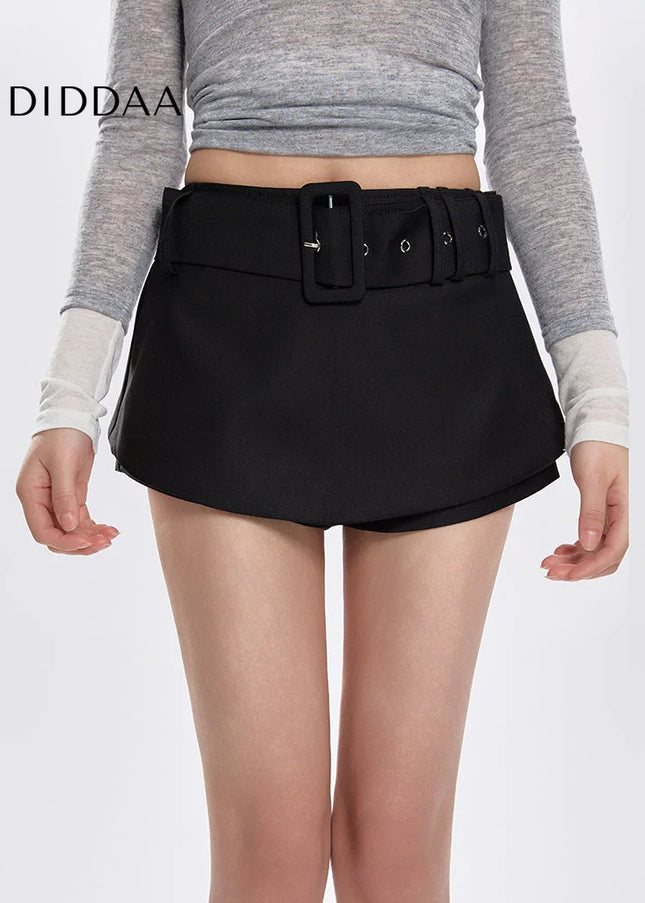 Black High-Waisted A-Line Skirt for Women Spring Autumn - Skirts