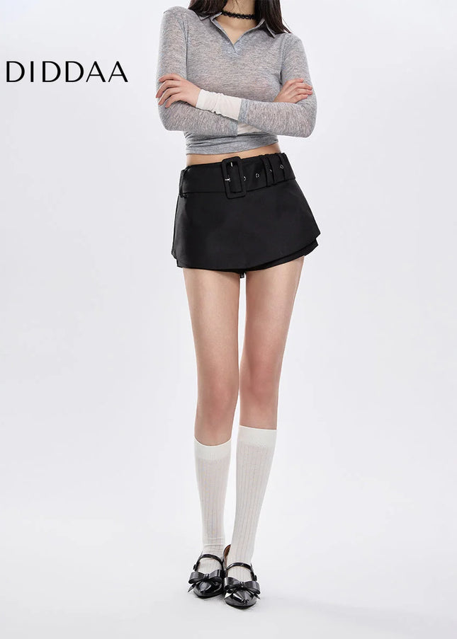 Black High-Waisted A-Line Skirt for Women Spring Autumn - Skirts