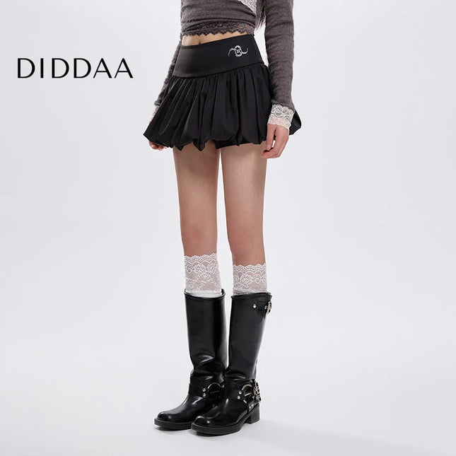 Black High-Waisted Fluffy Lantern Skirt for Girls - S / Black - Skirts