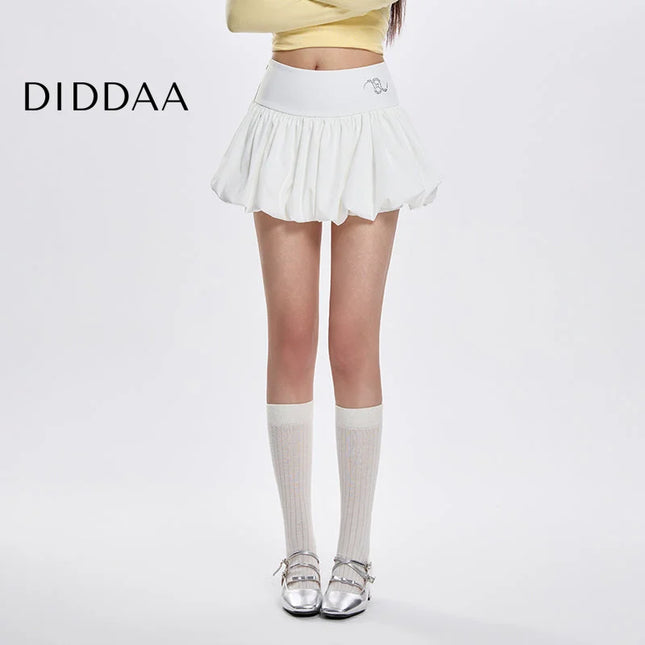 Black High-Waisted Fluffy Lantern Skirt for Girls - S / White - Skirts