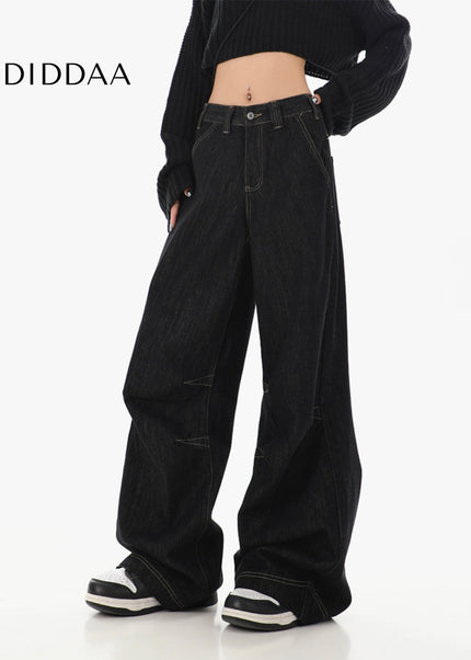 Black High-Waisted Loose Wide-Leg Jeans for Women - Women’s Jeans