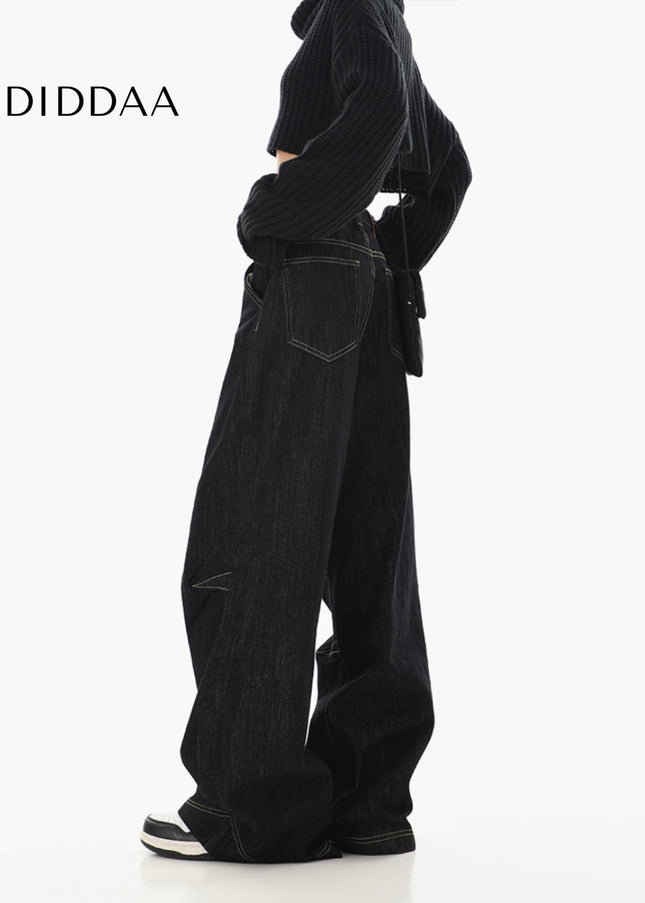 Black High-Waisted Loose Wide-Leg Jeans for Women - Women’s Jeans