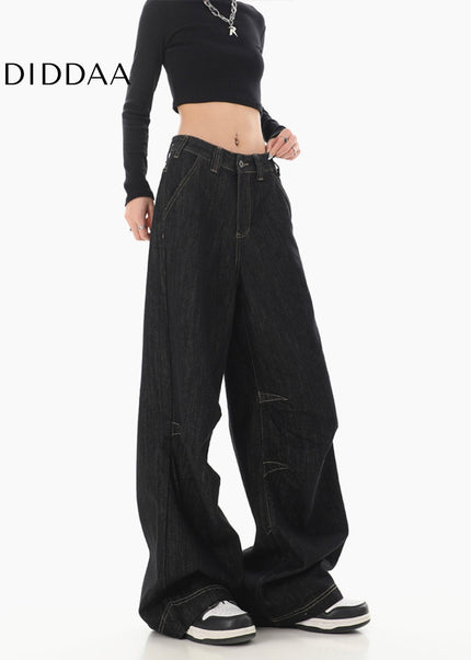 Black High-Waisted Loose Wide-Leg Jeans for Women - Women’s Jeans