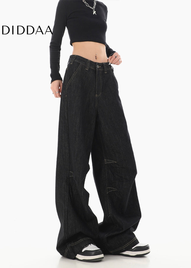 Black High-Waisted Loose Wide-Leg Jeans for Women - Women’s Jeans