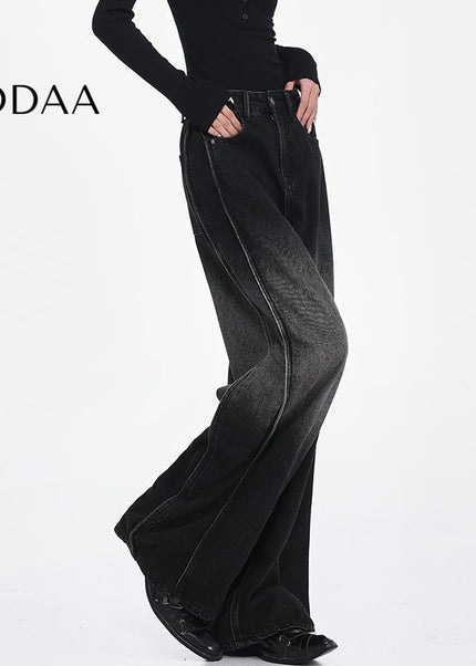 Black High-Waisted Loose Wide-Leg Jeans - S / Black - Women’s Jeans