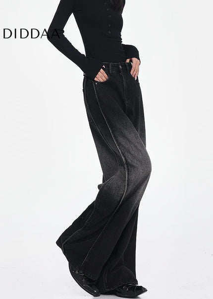 Black High-Waisted Loose Wide-Leg Jeans - Women’s Jeans