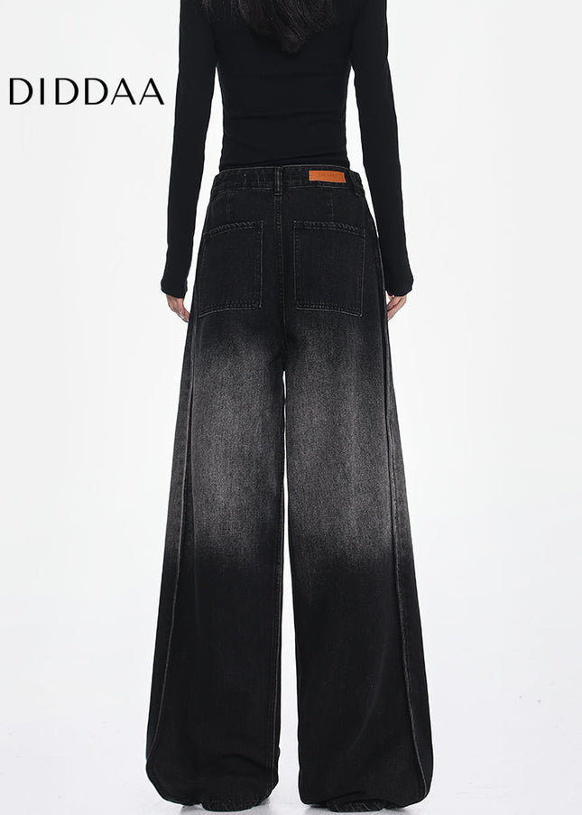 Black High-Waisted Loose Wide-Leg Jeans - Women’s Jeans
