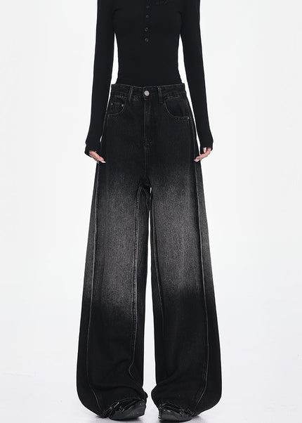 Black High-Waisted Loose Wide-Leg Jeans - Women’s Jeans