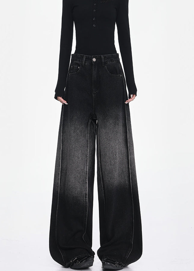 Black High-Waisted Loose Wide-Leg Jeans - Women’s Jeans