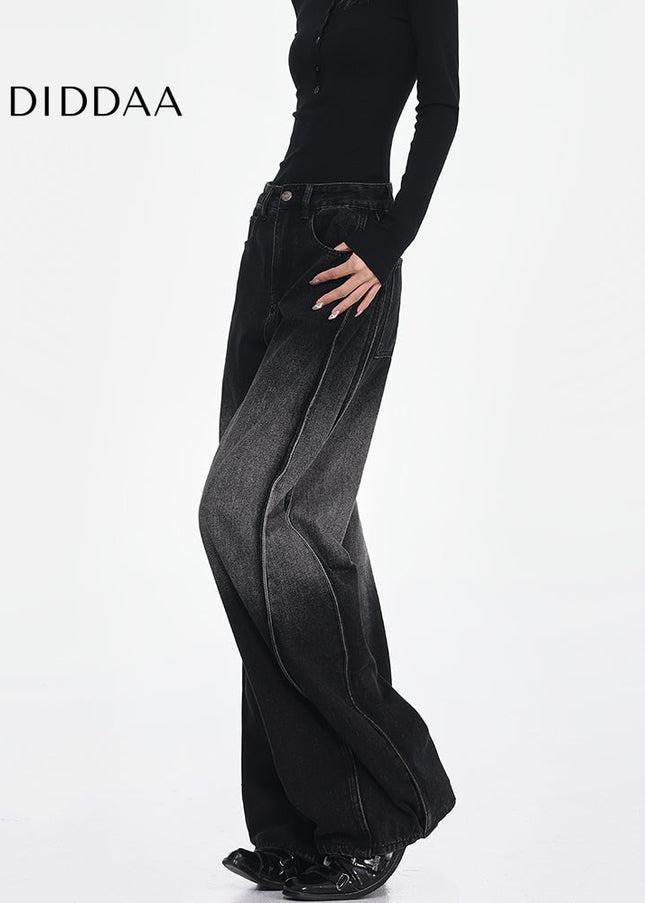 Black High-Waisted Loose Wide-Leg Jeans - Women’s Jeans
