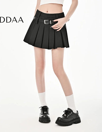 Black High-Waisted Pleated A-Line Skirt for Summer - S / Black - Skirts