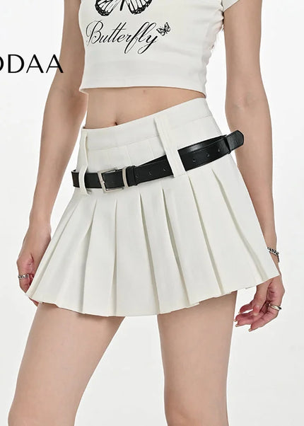 Black High-Waisted Pleated A-Line Skirt for Summer - Skirts