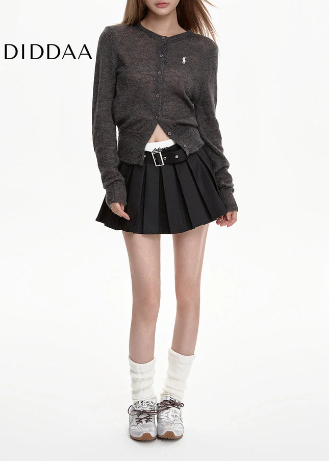 Black High-Waisted Pleated A-Line Skirt for Women - Skirts