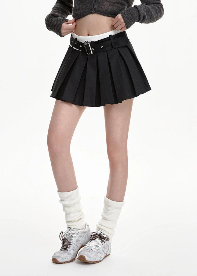 Black High-Waisted Pleated A-Line Skirt for Women - Skirts