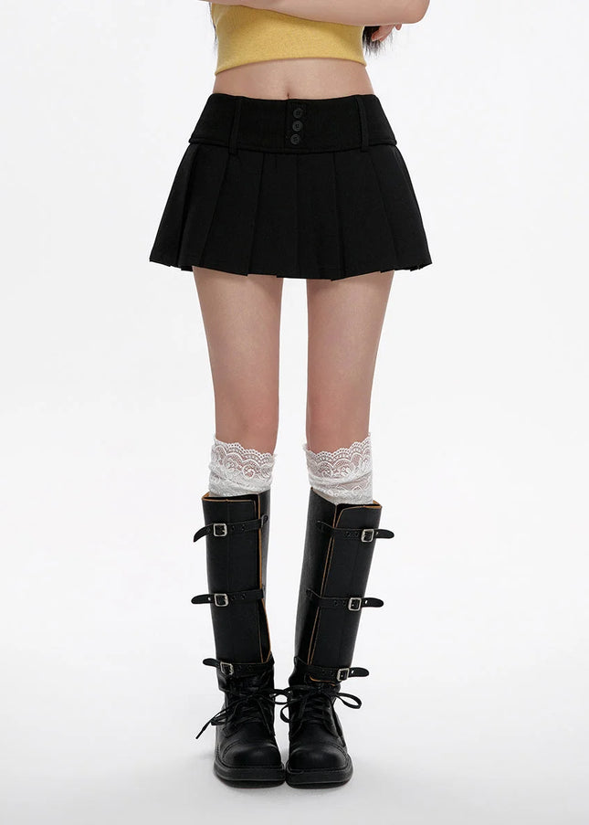 Black High-Waisted Pleated Skirt Women’s Summer Style - Skirts
