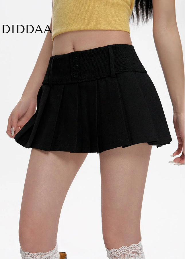 Black High-Waisted Pleated Skirt Women’s Summer Style - Skirts