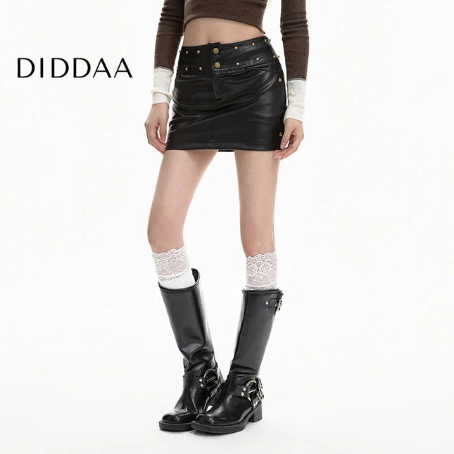 Black High-Waisted PU Leather A-Line Skirt for Women - S / Black - Skirts