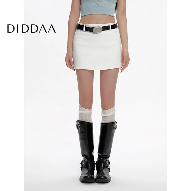 Black High-Waisted Slim A-Line Skirt for Women - S / White - Skirts