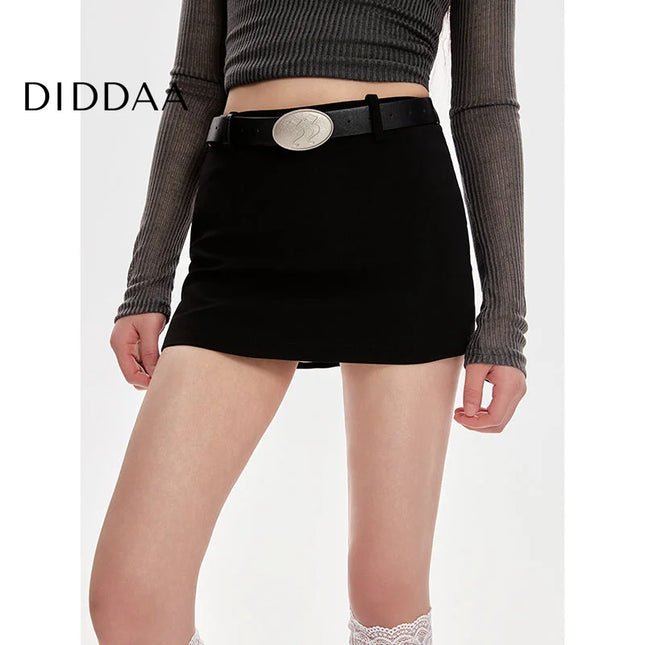 Black High-Waisted Slim A-Line Skirt for Women - Skirts