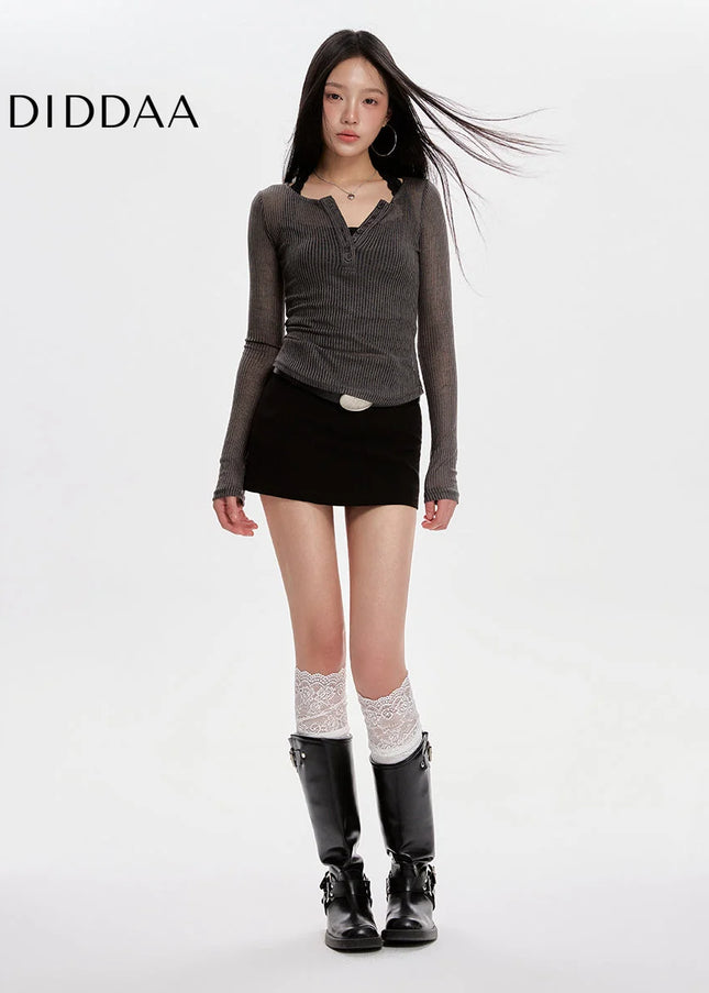 Black High-Waisted Slim A-Line Skirt for Women - Skirts