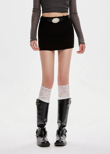 Black High-Waisted Slim A-Line Skirt for Women - Skirts