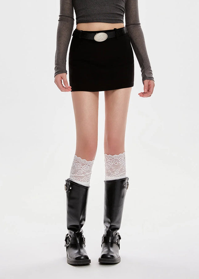 Black High-Waisted Slim A-Line Skirt for Women - Skirts