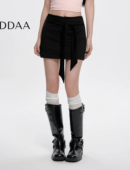 Black High-Waisted Slim A-Line Strappy Skirt for Women - S / Black - Skirts