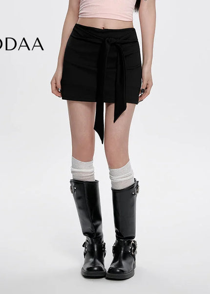 Black High-Waisted Slim A-Line Strappy Skirt for Women - S / Black - Skirts