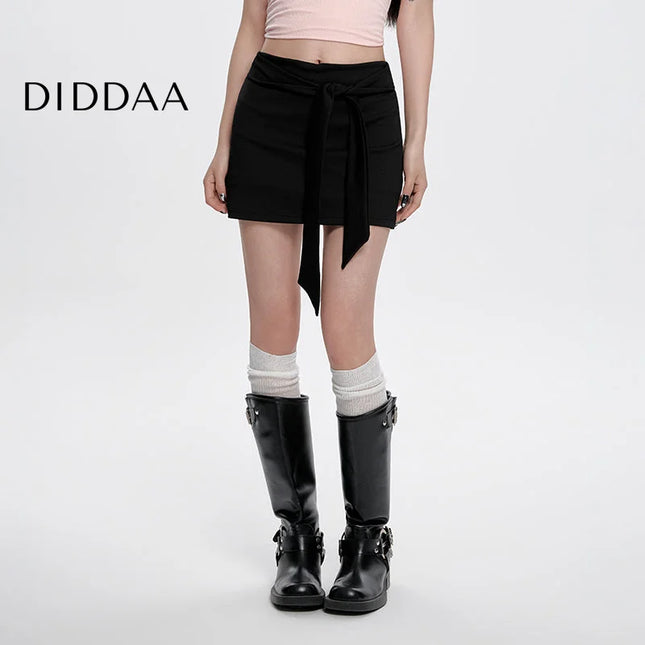 Black High-Waisted Slim A-Line Strappy Skirt for Women - S / Black - Skirts