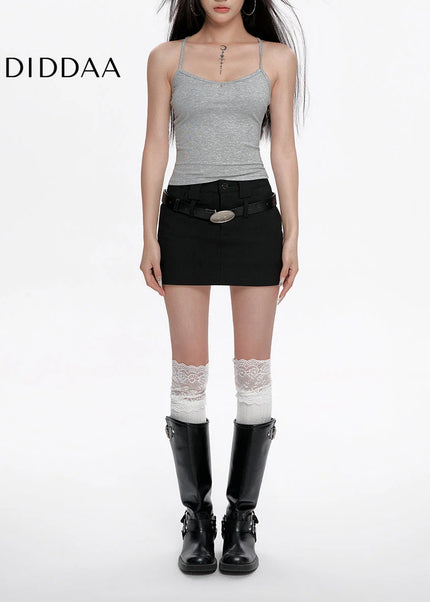 Black High-Waisted Slim A-Line Suit Skirt for Women - Skirts