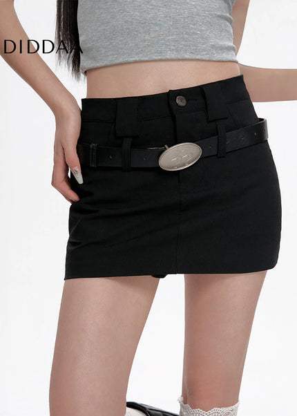 Black High-Waisted Slim A-Line Suit Skirt for Women - Skirts
