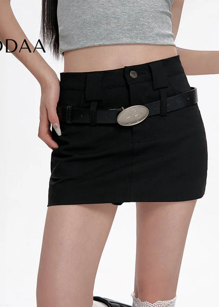 Black High-Waisted Slim A-Line Suit Skirt for Women - Skirts