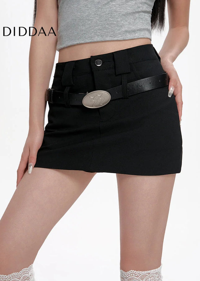 Black High-Waisted Slim A-Line Suit Skirt for Women - Skirts