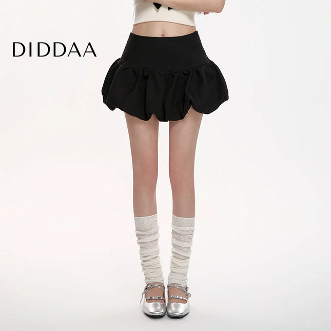 Black High-Waisted Slim Puffy Lantern Skirt Summer 2025 - S / Black - Skirts