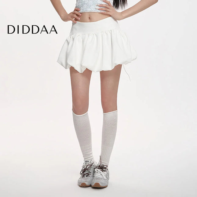 Black High-Waisted Slim Puffy Lantern Skirt Summer 2025 - S / White - Skirts