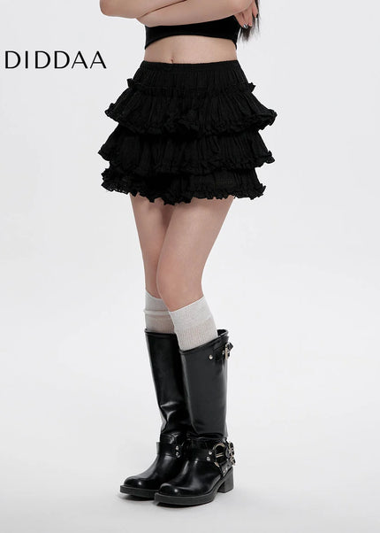 Black High-Waisted Tutu Skirt Slim A-Line for Summer - Skirts