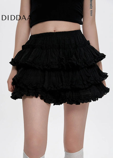 Black High-Waisted Tutu Skirt Slim A-Line for Summer - Skirts