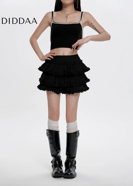 Black High-Waisted Tutu Skirt Slim A-Line for Summer - Skirts
