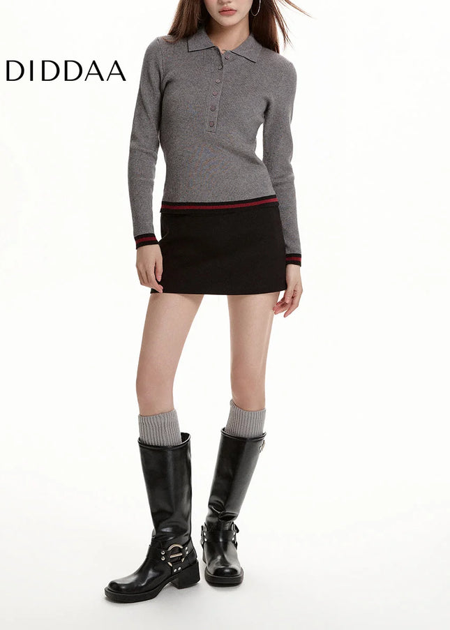 Black High-Waisted Tweed A-Line Skirt for Women - Skirts