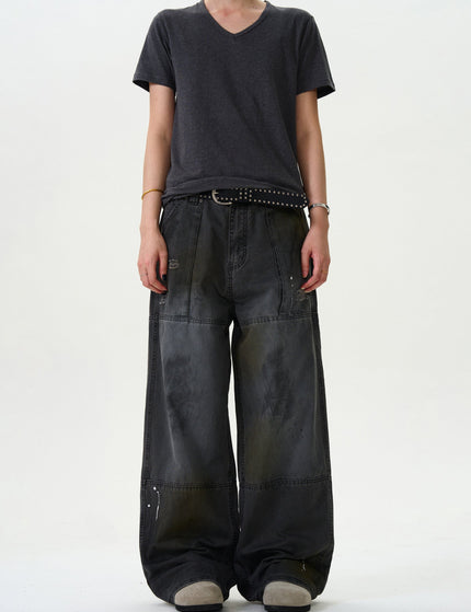 Black Ink-Splashed Cargo Pants for Trendy Casual Wear - Men’s Jeans
