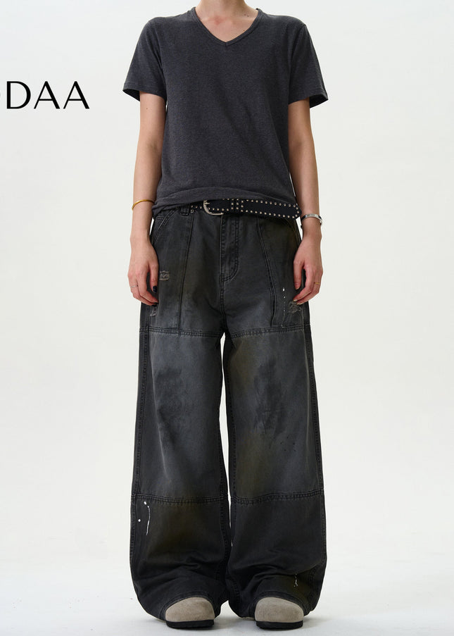 Black Ink-Splashed Cargo Pants for Trendy Casual Wear - S / Grey - Men’s Jeans