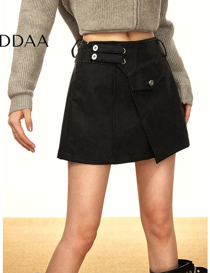 Black Irregular High-Waisted PU Leather Biker Skirt - S / Black - Skirts