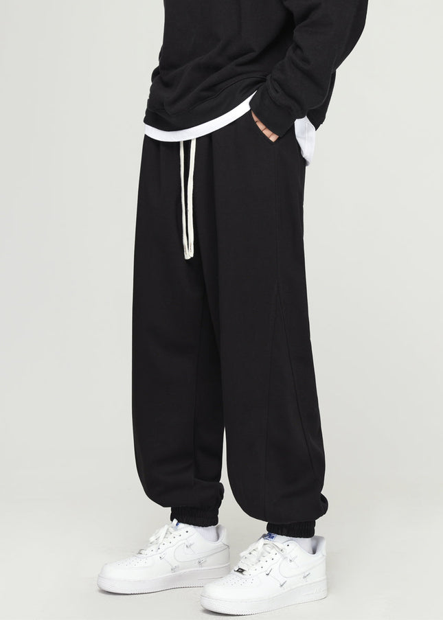 Black Loose Casual Drawstring Sweatpants for Men - Unisex Sweatpants