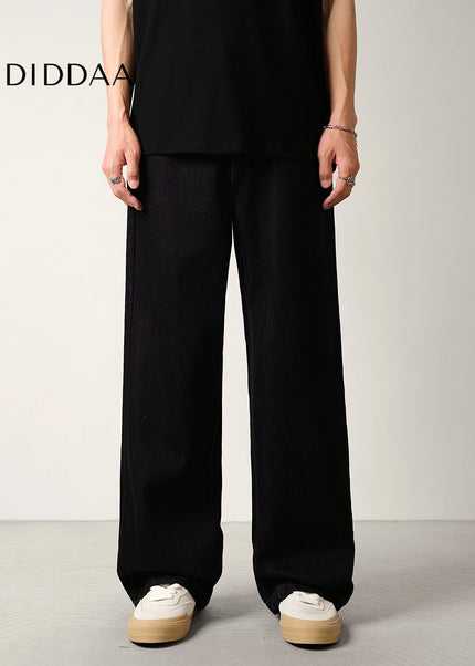 Black Loose Drape Wide-Leg Denim Jeans for Men - Men’s Jeans