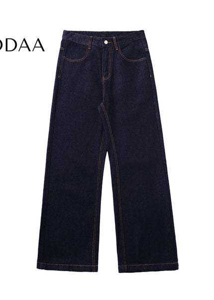 Black Loose Drape Wide-Leg Denim Jeans for Men - S / Dark Blue - Men’s Jeans