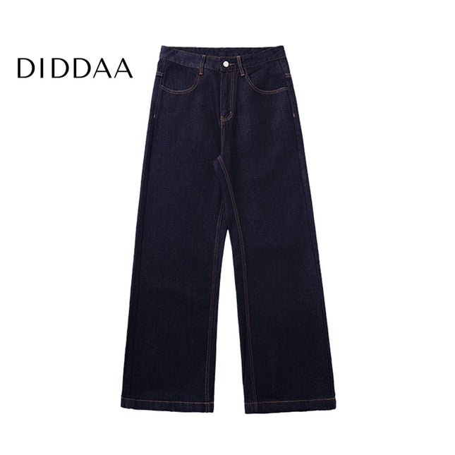 Black Loose Drape Wide-Leg Denim Jeans for Men - S / Dark Blue - Men’s Jeans